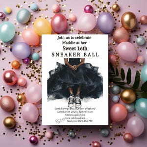 Sneaker Ball | Black Sneaker | Sweet 16 | Birthday | Invitation template | Digital download | Editable | Instant download | MC-Birth