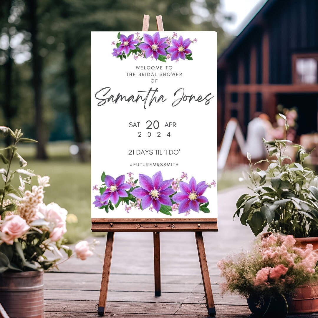 Welcome Sign | Bridal Shower | Bridal Party | Kitchen Tea | Purple ...