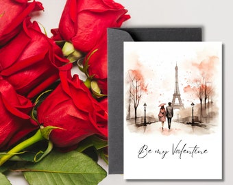 Valentines Day card, Paris card 10, Minimal card, Romance, Love, Printable Greeting card, Digital downloand and print