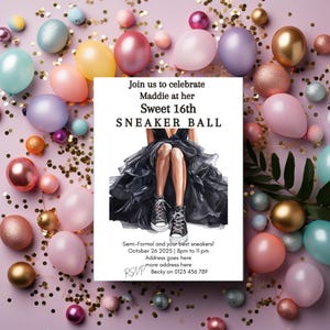 Sneaker Ball | Black Sneaker | Sweet 16 | Birthday | Invitation template | Digital download | Editable | Instant download | MC-Birth