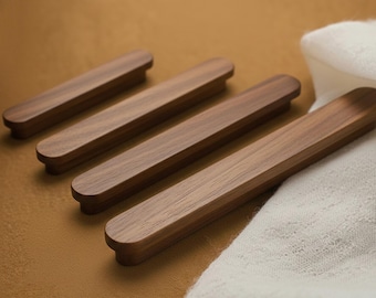 Natural Walnut Wood Cabinet Handles Drawer Pulls for Kitchen Closet 96 128 160 192 mm Knobs