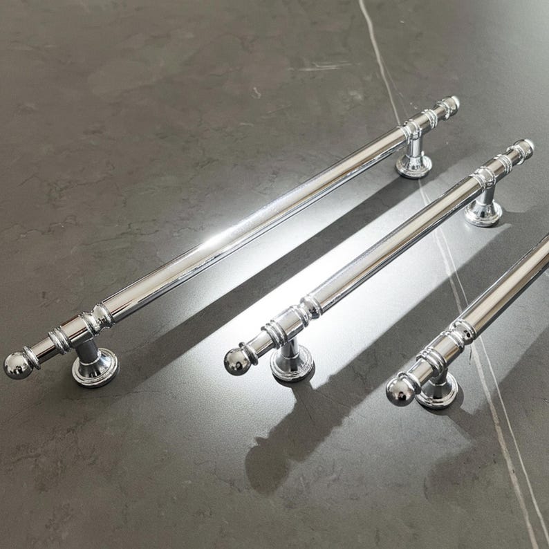 Polished Chrome Drawer Pulls & Knobs Cabinet Handles – French-Inspired Elegance 96mm 128mm 192mm image 1