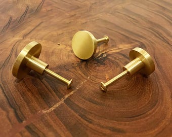 Solid Brass Cabinet Knobs – Brushed Gold Cabinet Drawer Pull for Kitchen Cupboard Wardrobe Weighty