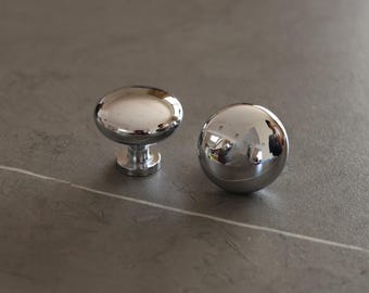 Round Drawer Knobs Solid Cabinet Handles  Modern Style - Chrome