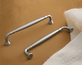 Brushed Nickel Cabinet Handles and Knobs Drawer Pulls, Classic Antique Style Hardware in 96mm 128mm 192mm