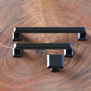 Hampton Style Cabinet Handles Matte Black Drawer Pull for Kitchen Cupboard Dresser Knob 96mm 128mm 192mm 3.75&quot; 5&quot; 7.5&quot; Solid and Weighty