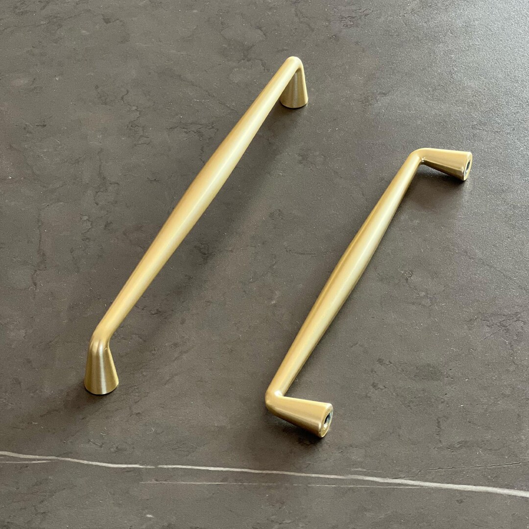 Brushed Brass Drawer Pulls Solid Cabinet Handles Modern Style Knobs ...
