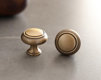 Antique Brushed Bronze Cabinet Knobs Vintage Round Drawer Pulls