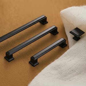 Hampton Style Cabinet Handles Matte Black Drawer Pull for Kitchen Cupboard Dresser Knob 96mm 128mm 192mm 3.75" 5" 7.5" Solid and Weighty