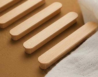 Schrankgriffe aus natürlichem Buchenholz - Schubladenknäufe für Schrankschrank - Minimalistische Möbelknöpfe 96 128 160 192 mm