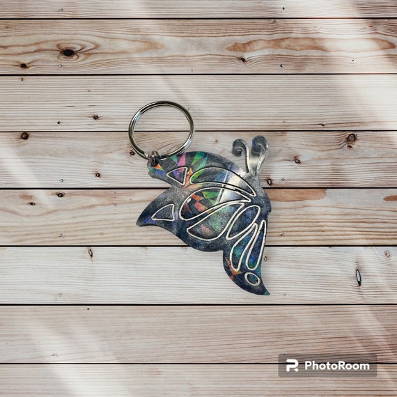 Porte-clés Papillon En Bois Fait Main - Noir Et Rose, Artisanal Français