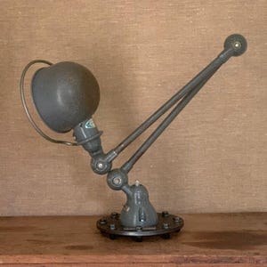 Jieldé | Blue Grey | Table Lamp | Vintage | Old | Industrial | Desk Lamp | Desk Lamp | Work Lamp | Studio Lamp | 2-armed
