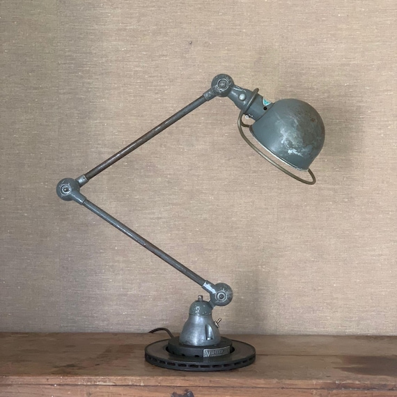 Jieldé | Blue Grey | Table Lamp | Vintage | Old | Industrial | Desk Lamp | Desk Lamp | Work Lamp | Studio Lamp | 2-armed