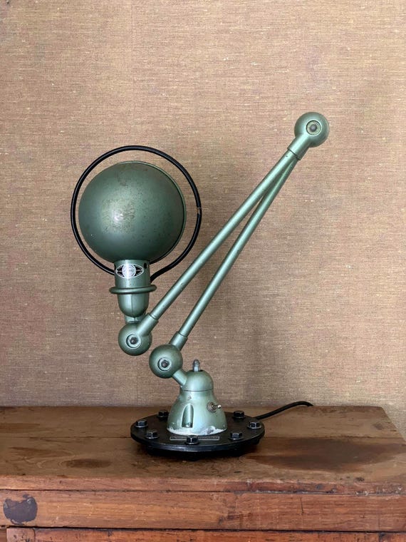 Jieldé | Vespa green | Table lamp | Vintage | Old | Industrial | Desk lamp | Desk lamp | Work lamp | Studio lamp | 2-armed