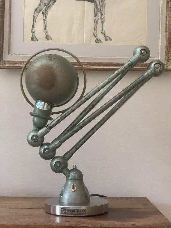 Jieldé | Vespa green | Table lamp | Vintage | Old | Industrial | Floor lamp | Work lamp | Studio lamp | 4-armed