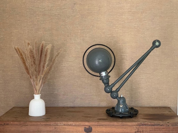 Jieldé | Blue Grey | Table Lamp | Vintage | Old | Industrial | Desk Lamp | Desk Lamp | Work Lamp | Studio Lamp | 2-armed