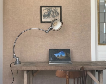 Renovated Jieldé Tablelamp with 2 arms for mounting on desk. Original colour.