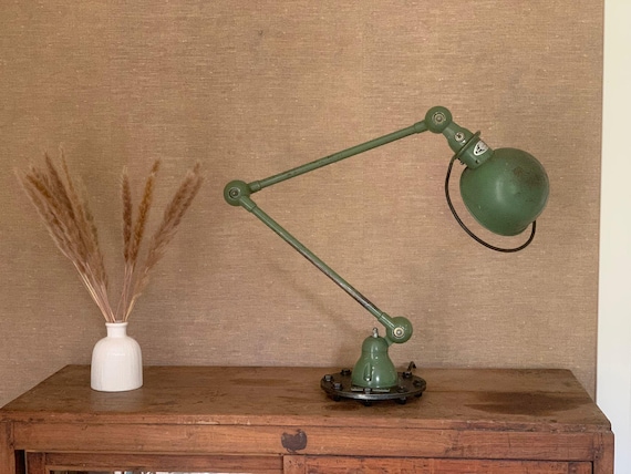 Jieldé | Blue Grey | Table Lamp | Vintage | Old | Industrial | Desk Lamp | Desk Lamp | Work Lamp | Studio Lamp | 2-armed