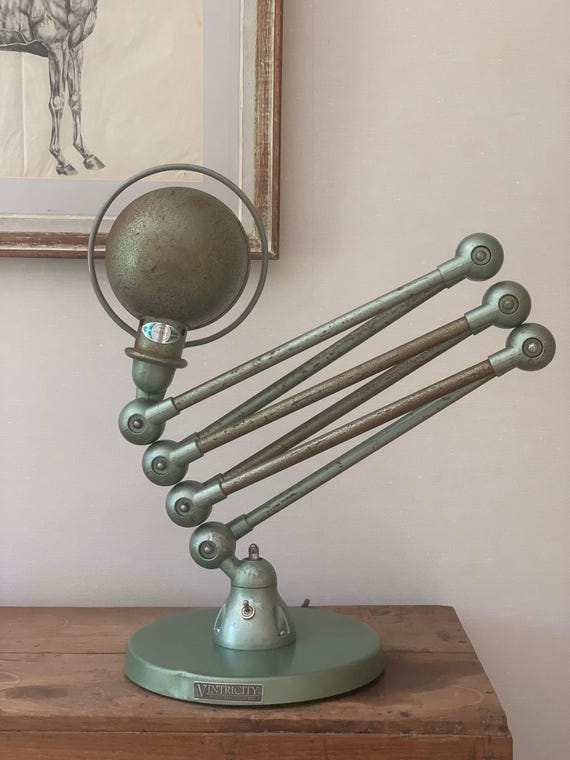 Jieldé | Vespa green | Table lamp | Vintage | Old | Industrial | Floor lamp | Work lamp | Studio lamp | 6-armed