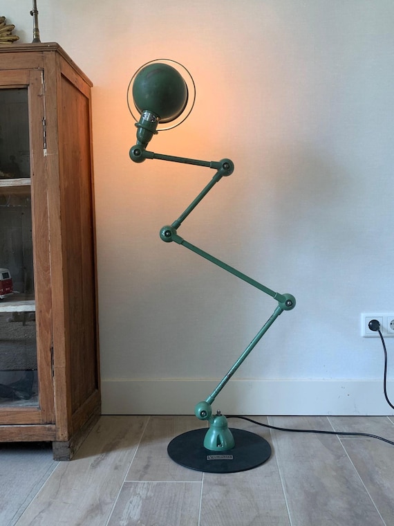 Jieldé | Green | Vintage | Old | Industrial | Floor lamp | Work lamp | Studio lamp | 4-armed