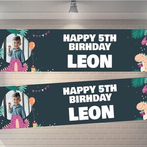 2 x Personalised Birthday Banner THE BEST SIZE ! Name,  Age & Photos to Party Banners, Custom Decoration Party Ideas,  Celebration Party