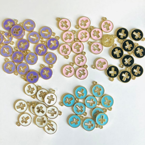 15 mm Enamel Cross Charms| Cross Pendants | Enamel Charms| Rosary Making Charms| Single Enamel Pendant