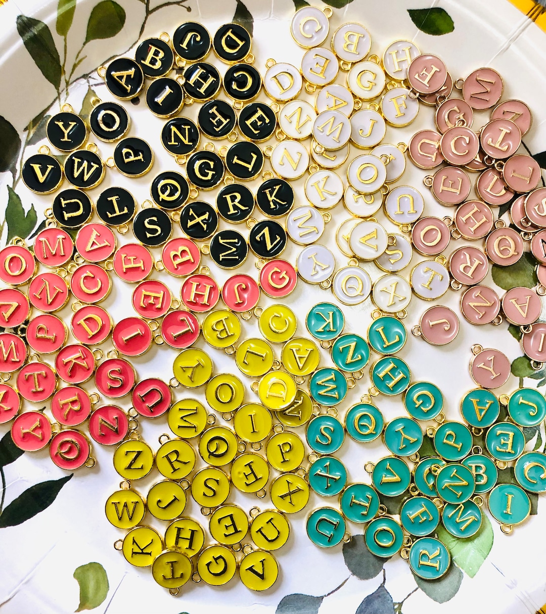 15 Mm Enamel Letter Charms Letter Pendants Enamel Charms Rosary Making ...