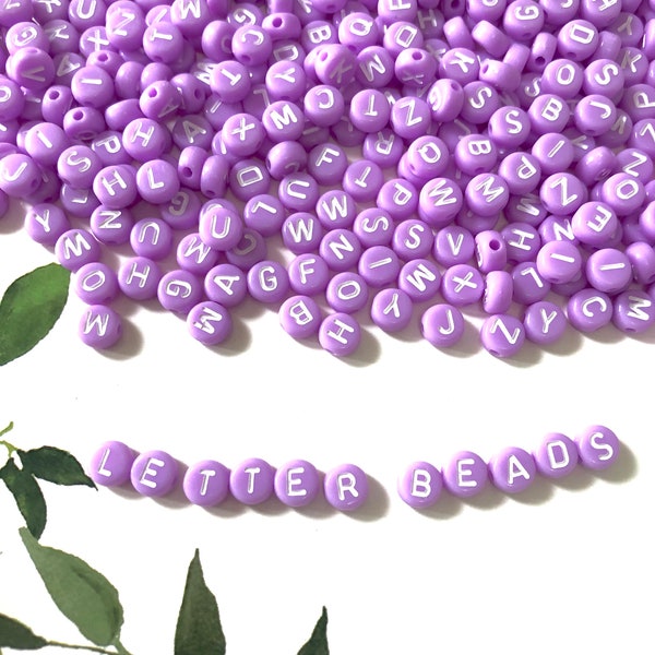 7mm Purple  Letter Beads | 7mm Opaque Alphabet| DIY Jewelry Letters| Beads and Charms |Acrylic Alphabet Beads |Jewelry Maker Must- Have