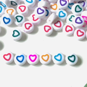 7mm Multicolor Acrylic Heart Beads | Bracelet Making, Jewelry Supplies