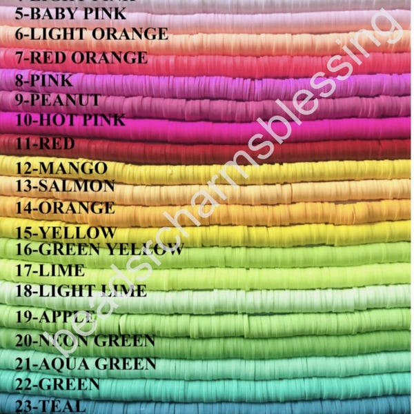 Cuentas Heishi de arcilla polimérica de colores de 6 mm - Hilo de 40 cm