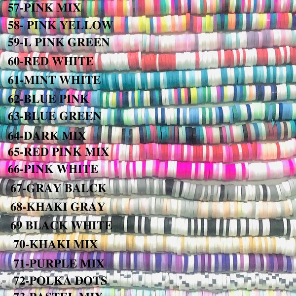 6mm - 16 inch Polymer Clay Heishi Beads | 75 Colors Vinyl Clay Bead | 1 Strand - 6mm Clay Beads  Heishi Disc Beads | Vinyl Heishi Disc Beads