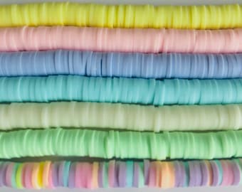6mm Heishi Beads | Clay  Disc Beads | Heishi Flat Beads |DIY Supplies | Multi-Color Heishi Strands | Vinyl Strands Beads