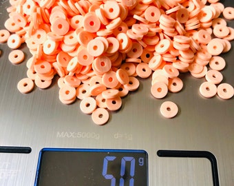 6mm Polymer Clay Heishi Beads | 50g Vinyl Disc Beads