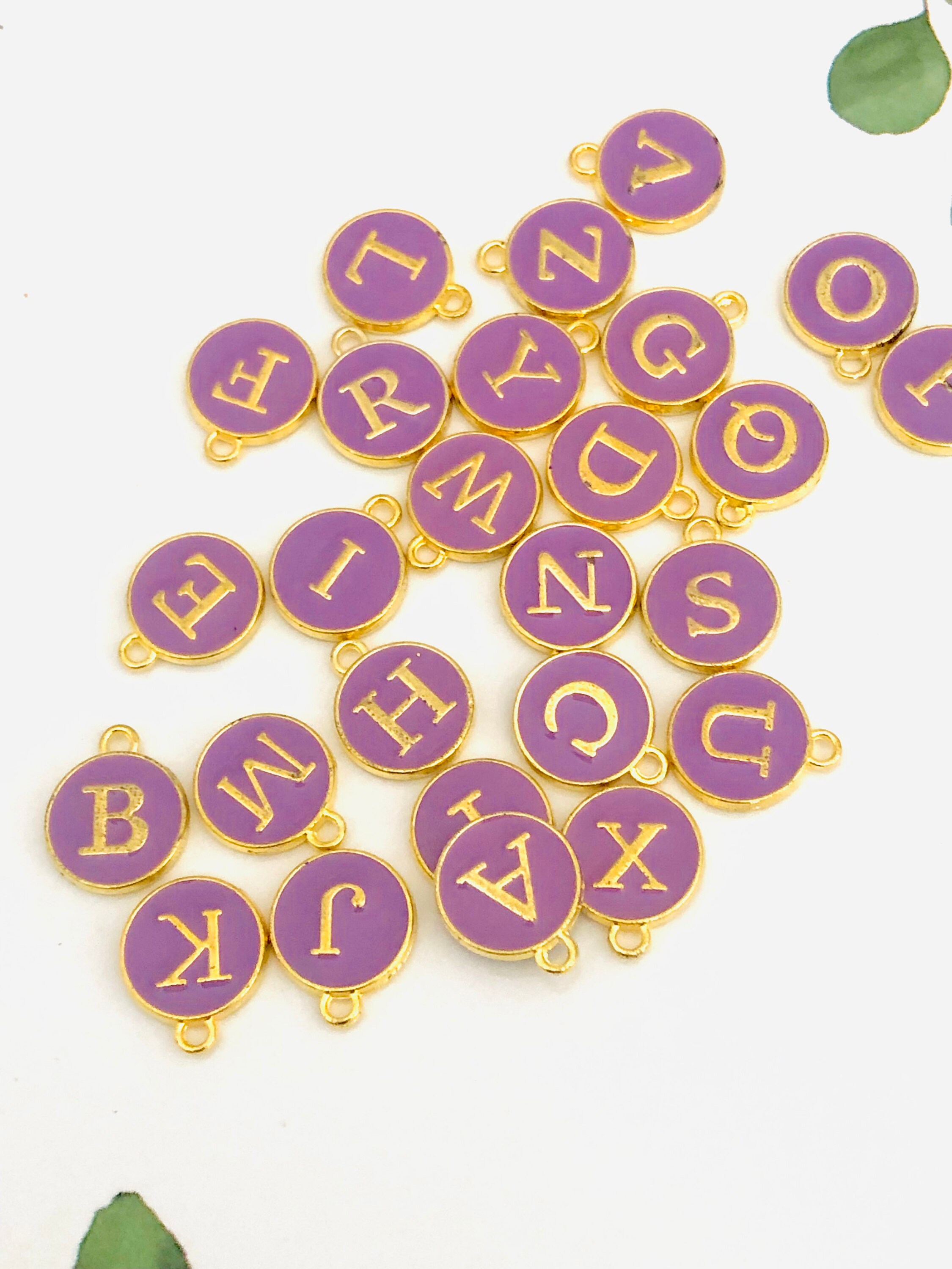 15 Mm Enamel Letter Charms Letter Pendants Enamel Charms Rosary Making ...