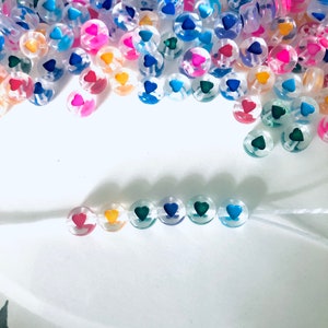 7mm Acryl Herz Perlen| Glasherz Perlen | Multicolor Herz Perlen | Herz Perlen für Armbänder | Armbänder machen Lieferungen | Perlen und Anhänger
