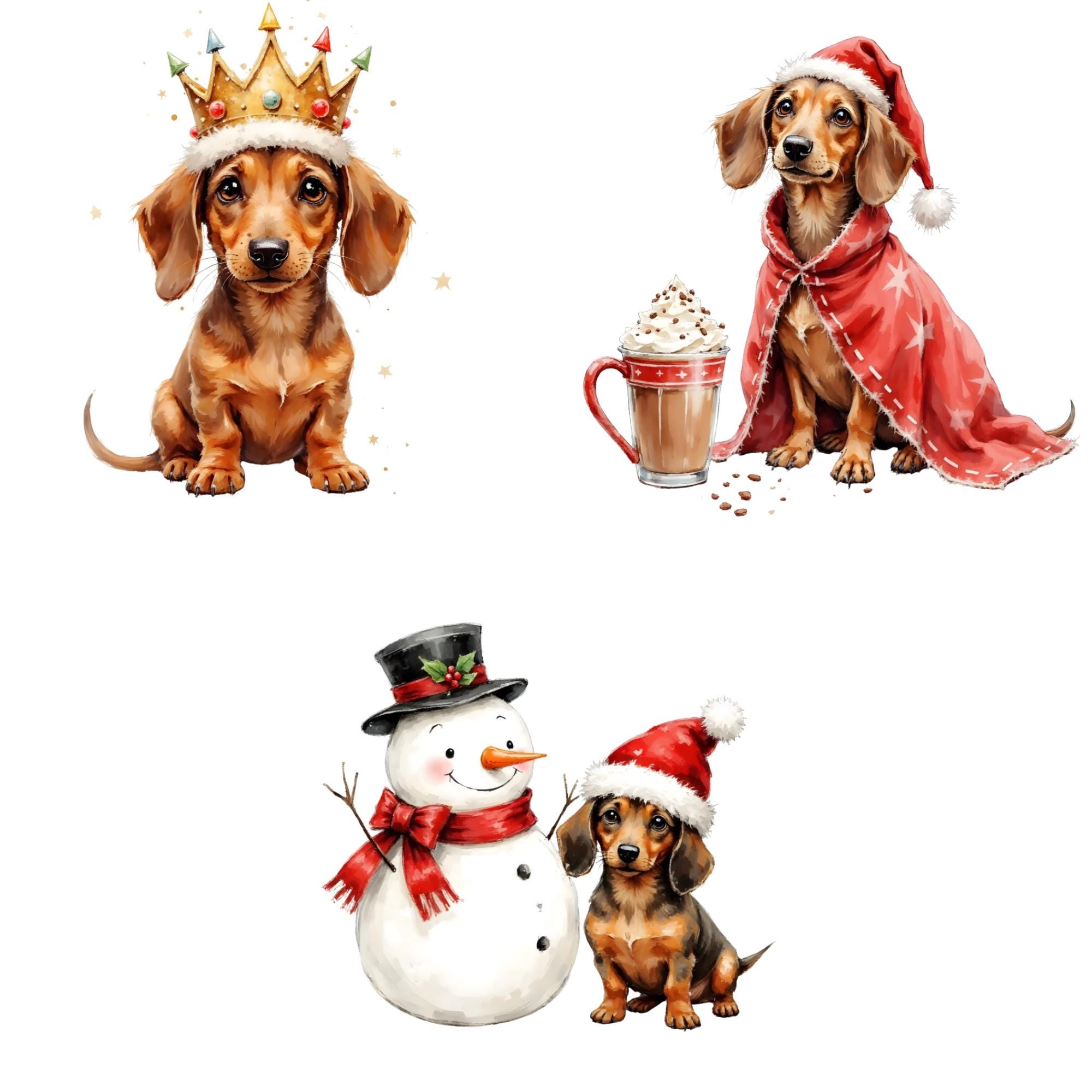 Christmas Dachshund Dog Clipart Bundle, 50 PNG Sausage Dog ...