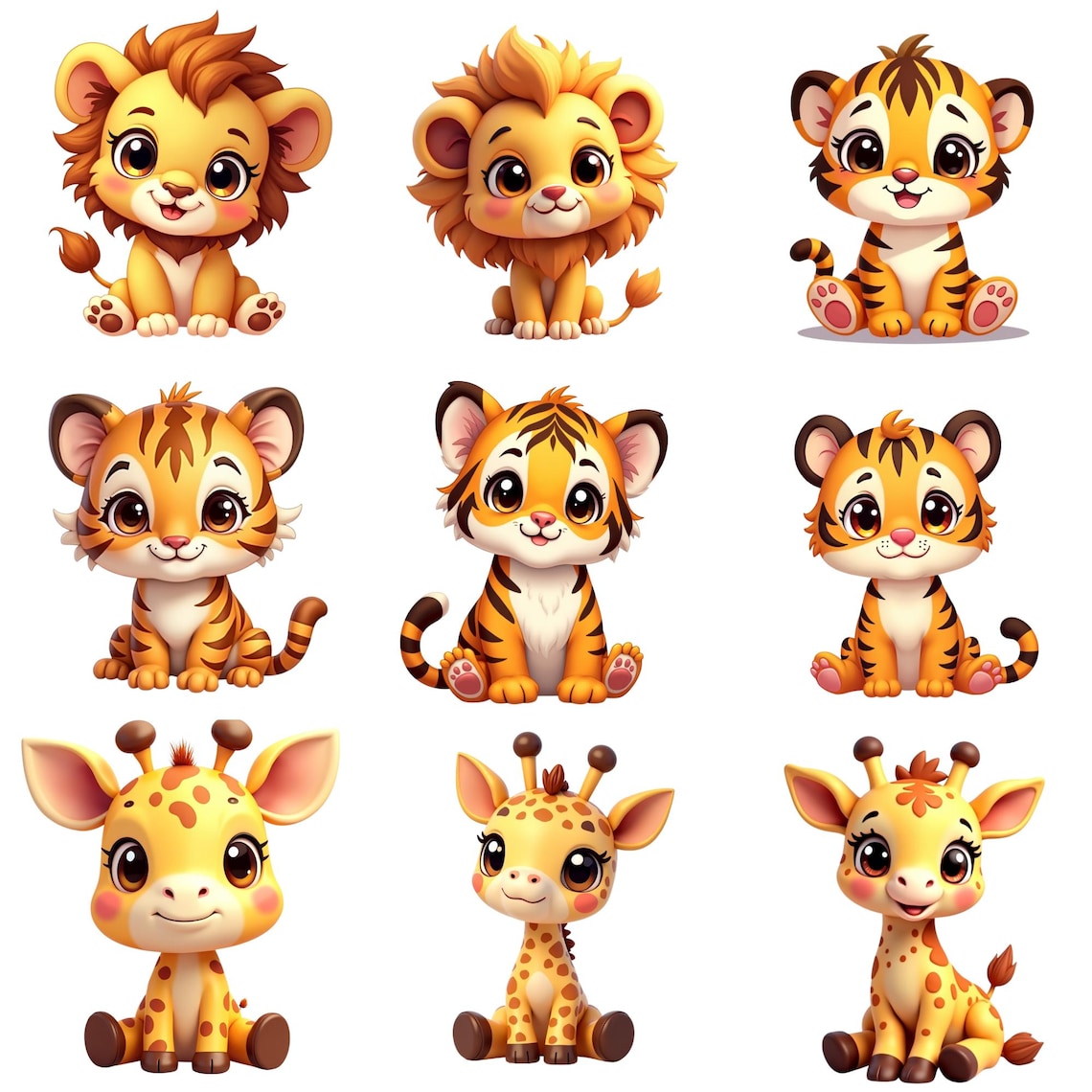 47 Cute Chibi Animals Clipart PNG JPG SVG Bundle, Kawaii Baby Animal ...