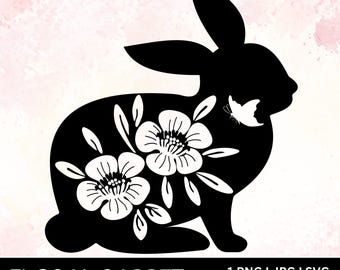 Rabbit Bunny Clipart SVG PNG JPG, Farm Animal Silhouette, Cricut Cut File Design