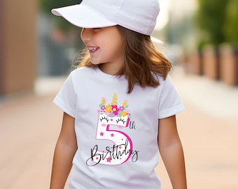 5th Birthday Shirt Girl, Five Birthday tshirt, Kids Birthday Shirt, Birthday Girl Shirt, Birthday Toddler Shirt, Birthday Gift Tee For Kids