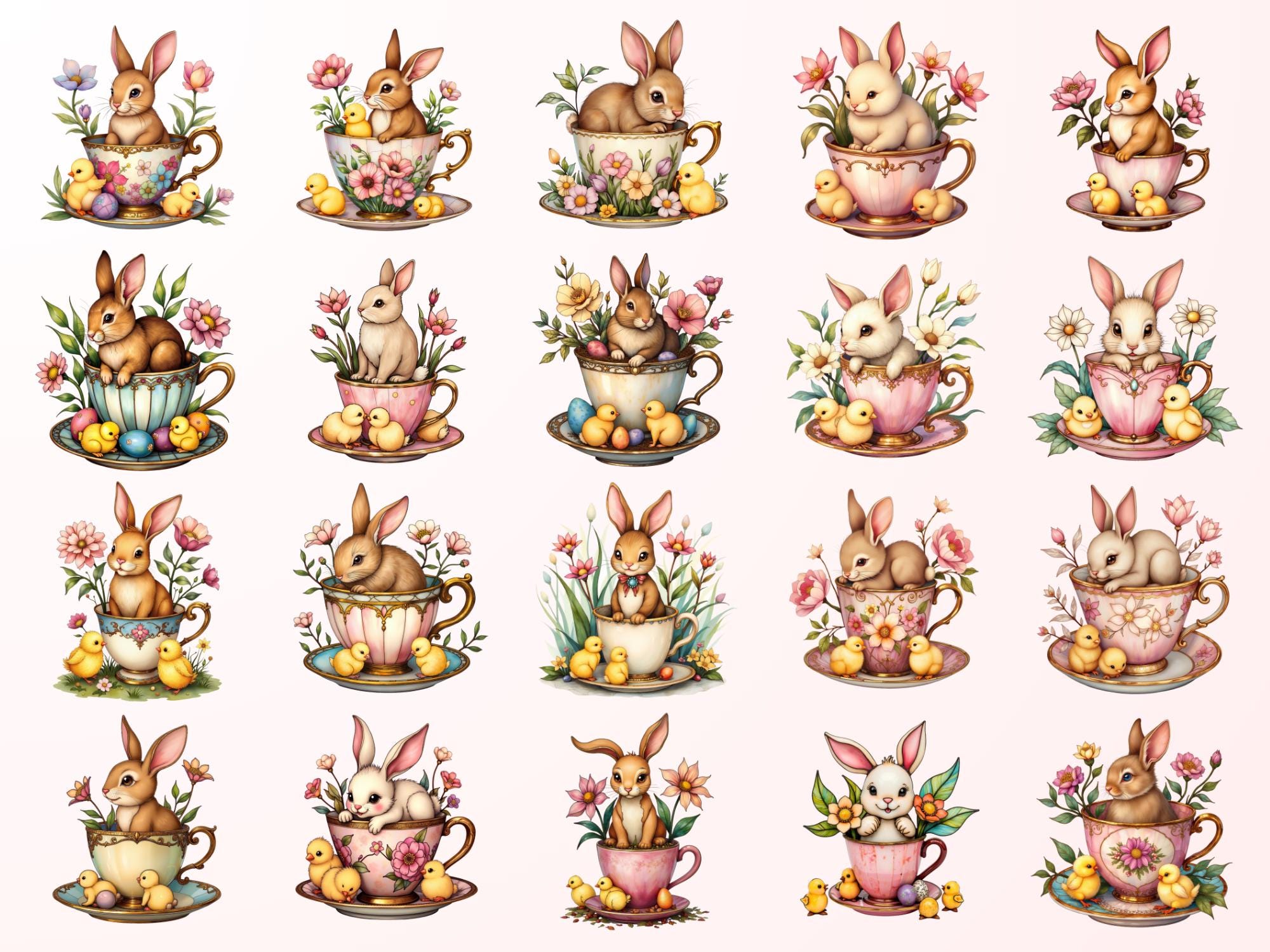 Easter Bunny Clipart Bundle, Cute Bunny PNG SVG JPG, Spring Easter ...