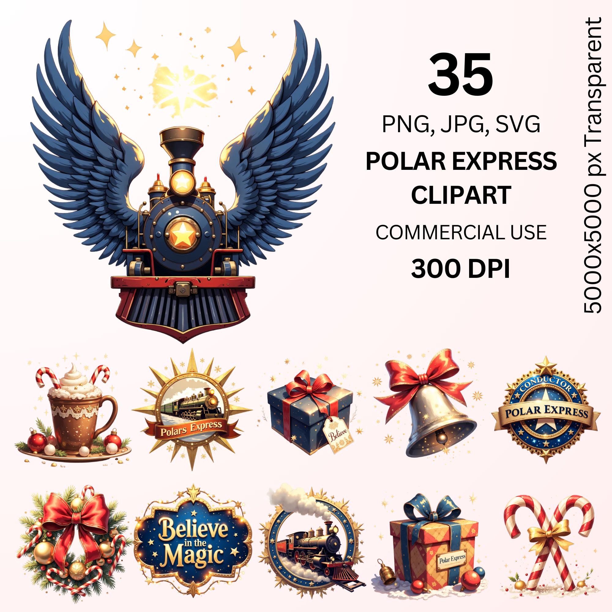 35 PNG Polar Express Clipart, Christmas Train Bundle, Christmas Train ...