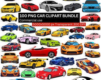 Super Car Clipart Bundle, Sports Car PNG, Race Car Clipart, Classic Car Art, Luxury Vehicle PNG Set, Automotive PNG