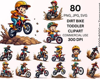 Dirt Bike Toddler Clipart Bundle 80 PNG JPG SVG | Cute Motocross Kids Clipart, Cartoon Dirt Bike Graphics, Boys Clipart Commercial Use