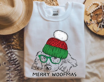 Merry Woofmas Sweatshirts, Christmas Dog Sweatshirt, Dog Sweater, Dog Lovers Shirt, Christmas Dog Crewneck,  Dog Owner Christmas Gift