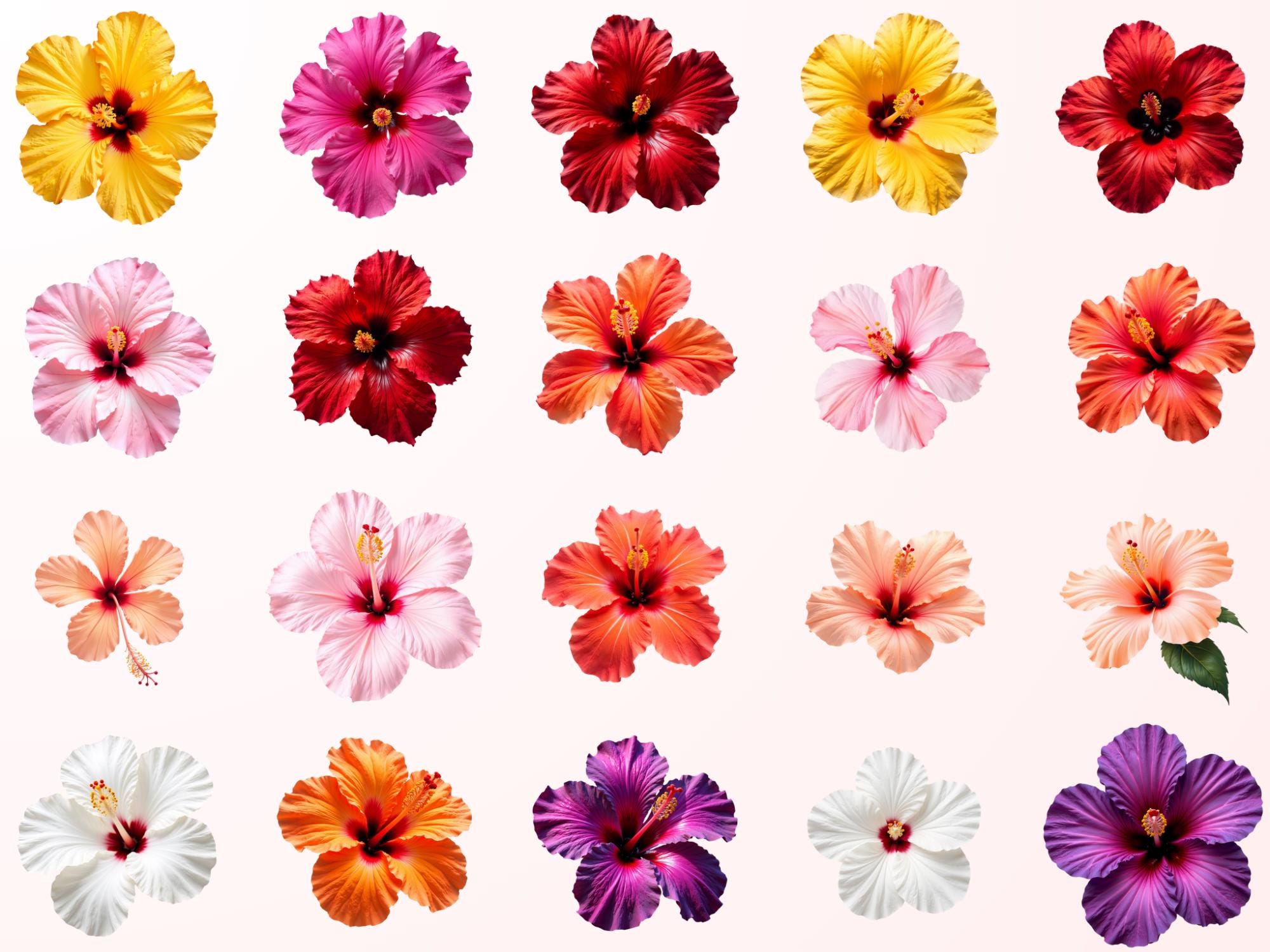Hibiscus Flower Clipart Bundle 90 PNG JPG SVG, Tropical Floral Graphics ...