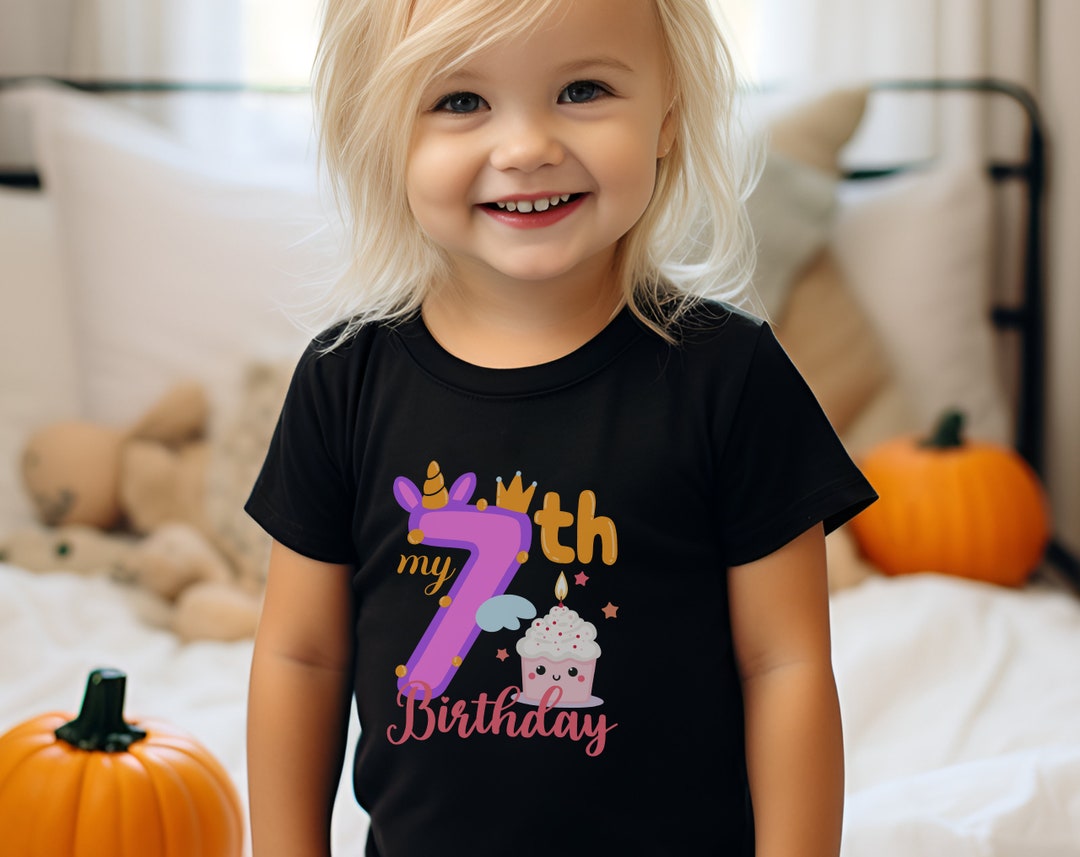 7th Birthday Shirt, Seven Years Old Birthday Shirt Girl, 7th Birthday T ...