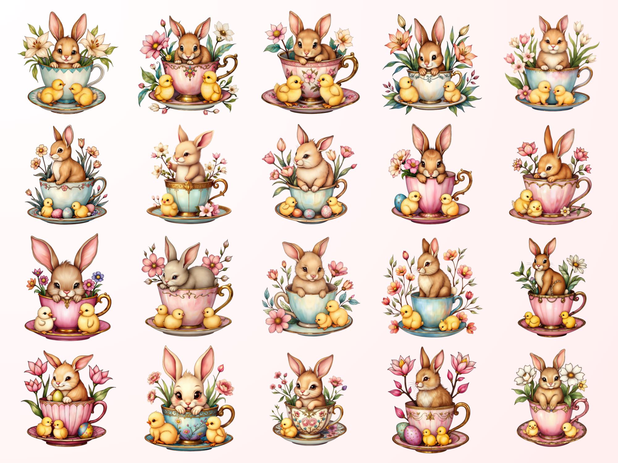Easter Bunny Clipart Bundle, Cute Bunny PNG SVG JPG, Spring Easter ...