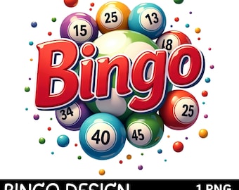 Bingo T-Shirt Sublimation Design PNG, Colorful Bingo Balls Graphic, Funny Game Night Shirt Print, Bingo Lover Digital Download Clipart