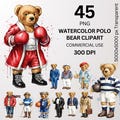 Watercolor Polo Bear Clipart, Fashion Teddy PNG Bundle, Luxury Bear Art, Classic Style PNG, Sublimation Design, Digital Download product logo