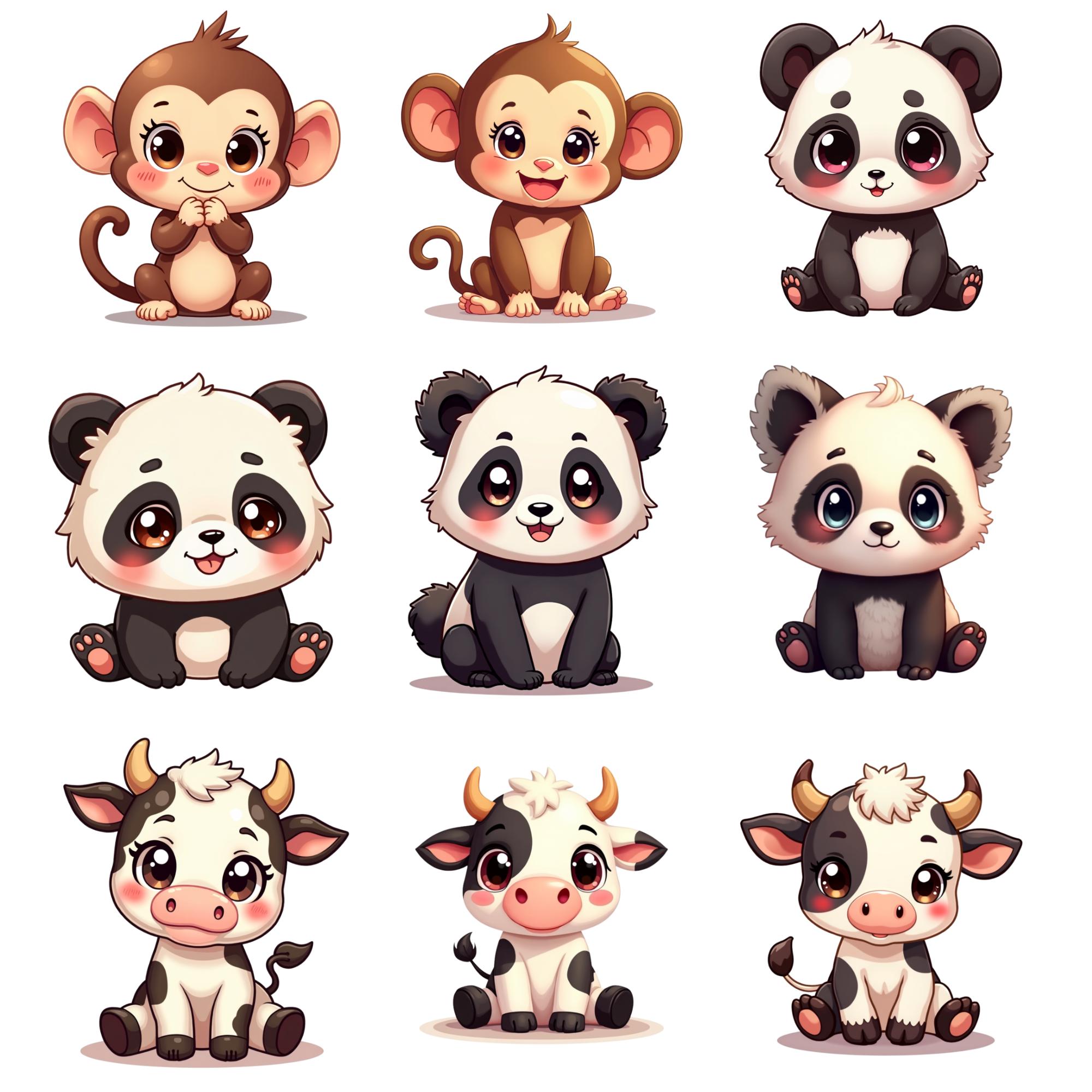 47 Cute Chibi Animals Clipart PNG JPG SVG Bundle, Kawaii Baby Animal ...